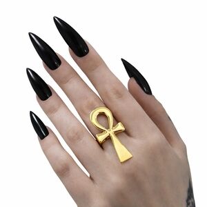 Gold Ankh Statement Ring